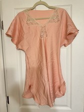 VTG Victoria s Secret 70s Pink Satin Lace Chemise M Gold Crown IGLWU Coquette