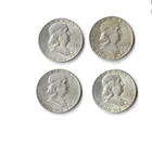 Franklin Silver Half Dollar Lot of 4 1953-61 Circulated 1.44676 Ozt Of Silver