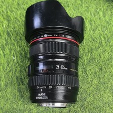 Used Canon EF 24-70mm f4L IS USM Lens With Hood Caps Red Ring