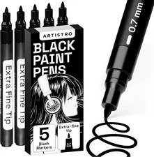 ARTISTRO Black Paint Pens for Rock Painting, 1 Count (Pack of 5), 