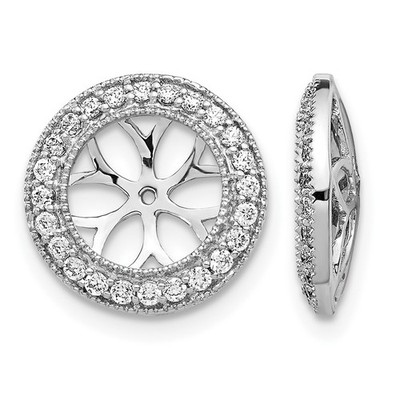 14 Karat Weißgold 3/8 Karat Diamant Kreis Ohrring Jacken L-12 mm, B-12 mm