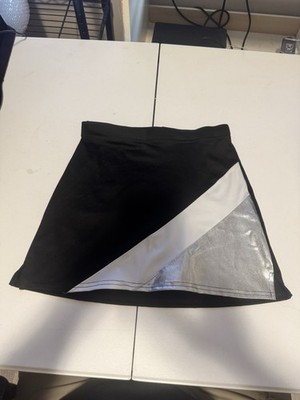 Team Cheer Cheerleading Skirt Black White Silver Machine Washable Medium