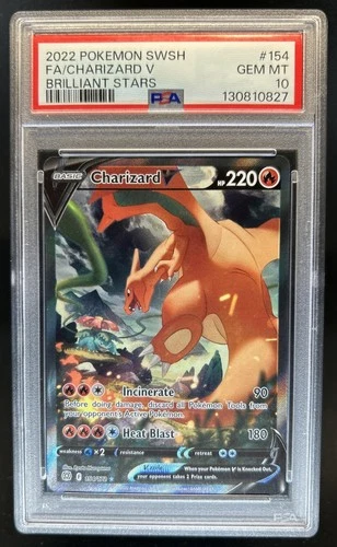 2022 Pokemon SWSH Brilliant Stars Charizard V #154/172 PSA 10 GEM MINT