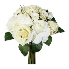 Kunstblume, ROSENBOUQUET, 30cm. Künstliche Rosen, Rosenstrauß  in weiß CREME