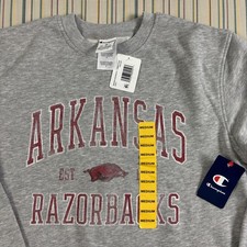 Arkansas Razorbacks Sweatshirt Mens Medium Gray NCAA Football Champion Crewneck