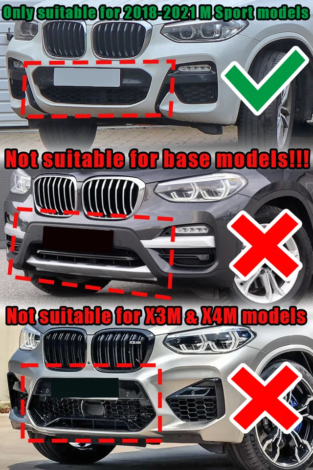 Parachoques delantero negro brillante ABS para BMW X3M X4M F97 F98 2019-2021 Foto 2 de 4