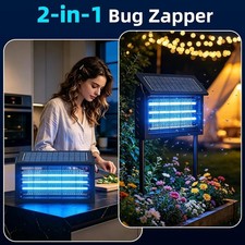Upgraded Solar Bug Zapper Mosquito Zapper 4500V Waterproof Electric Fly Zapper