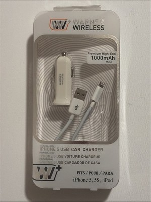 New WARNER WIRELESS MICRO USB CAR TRAVEL CHARGER 1000mAh