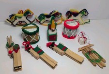 Handmade Christmas Ornaments Lot Wooden Plastic