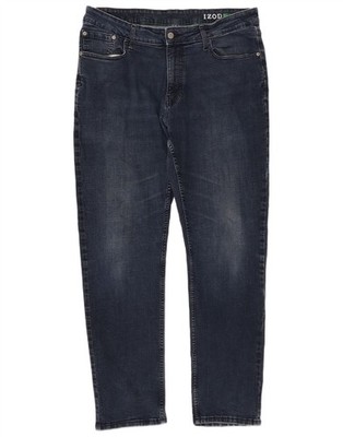 Izod Herren Straight Jeans W38 L32 blau Baumwolle CB07