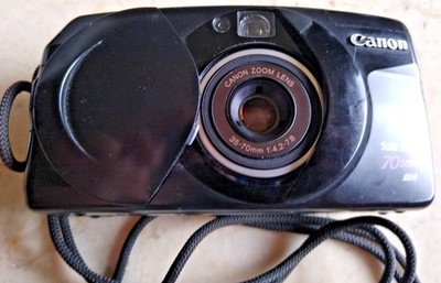 CANON SURE SHOT 70 ZOOM SAF/S AF 35mm FILM CAMERA*FLASH DOES NOT MOVE  UP*WORKS - Main Image