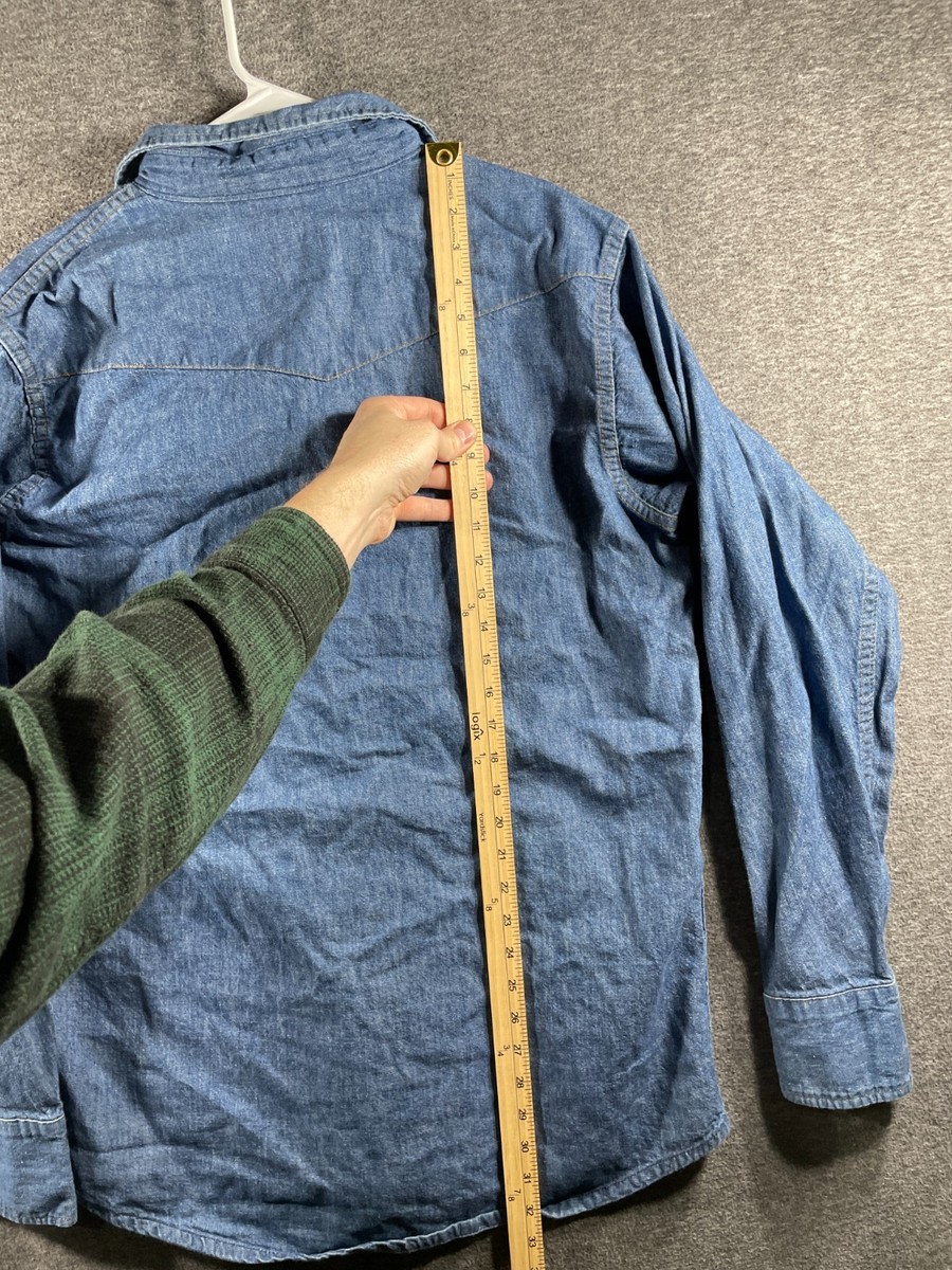 Chemise Vintage Sears Western Pearl Snap - Années 70, Denim Noir, Taille L, Homme