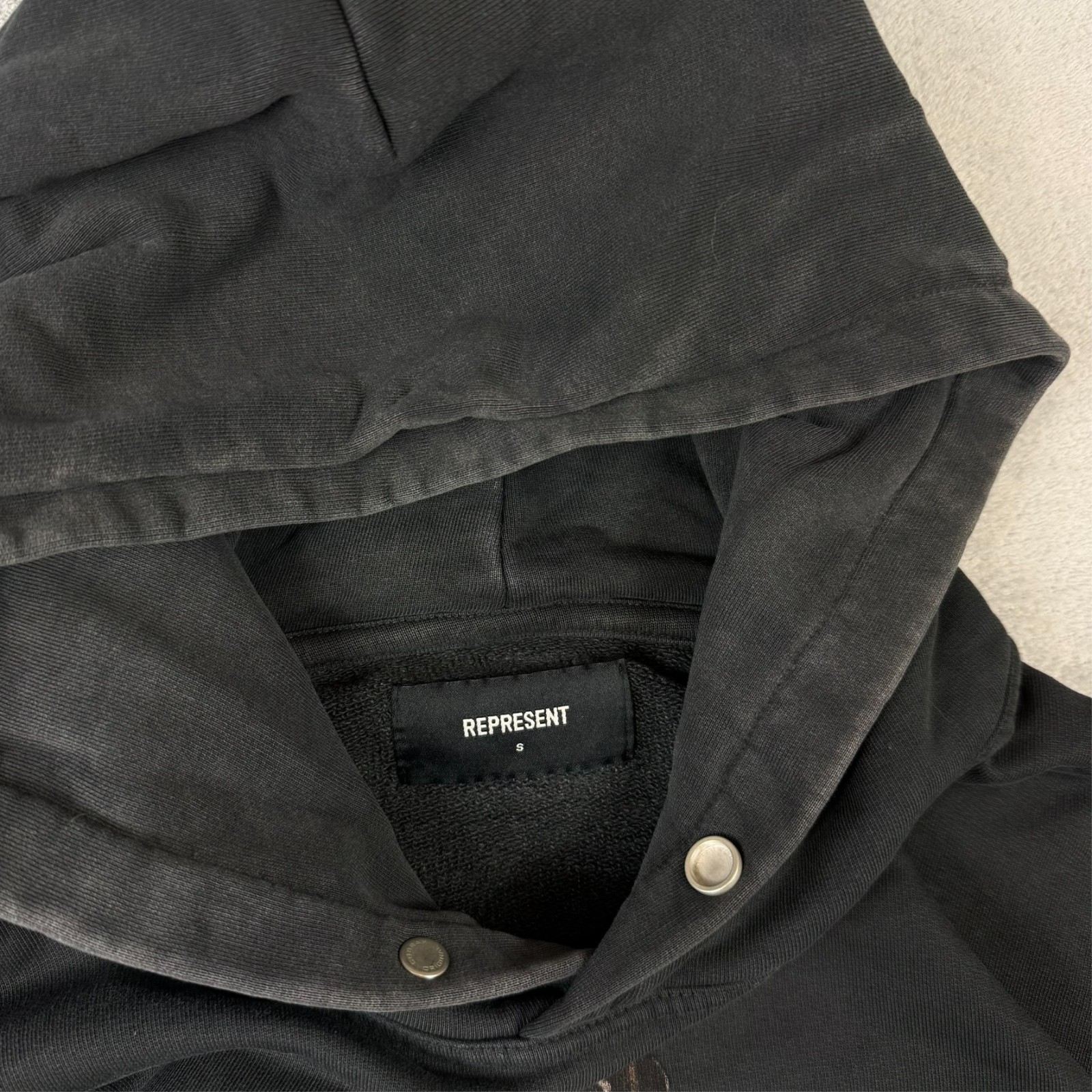 VTG Represent Thoroughbred Doberman Black Heavyweight Oversized Sz Small Hoodie image 7