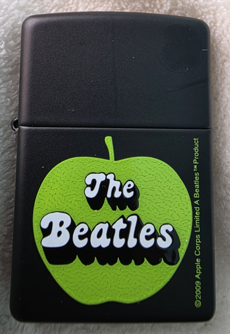 Zippo Lighter 2009 The Beatles Green Apple Logo, Black Matte on 