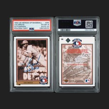 1992 Upper Deck Heroes Of Baseball Lou Brock Autograph Dual Grade PSA Dual Grade