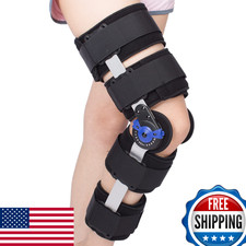 Hinged ROM Knee Brace Post Op Support Adjustable Immobilizer ACL Meniscus Tear