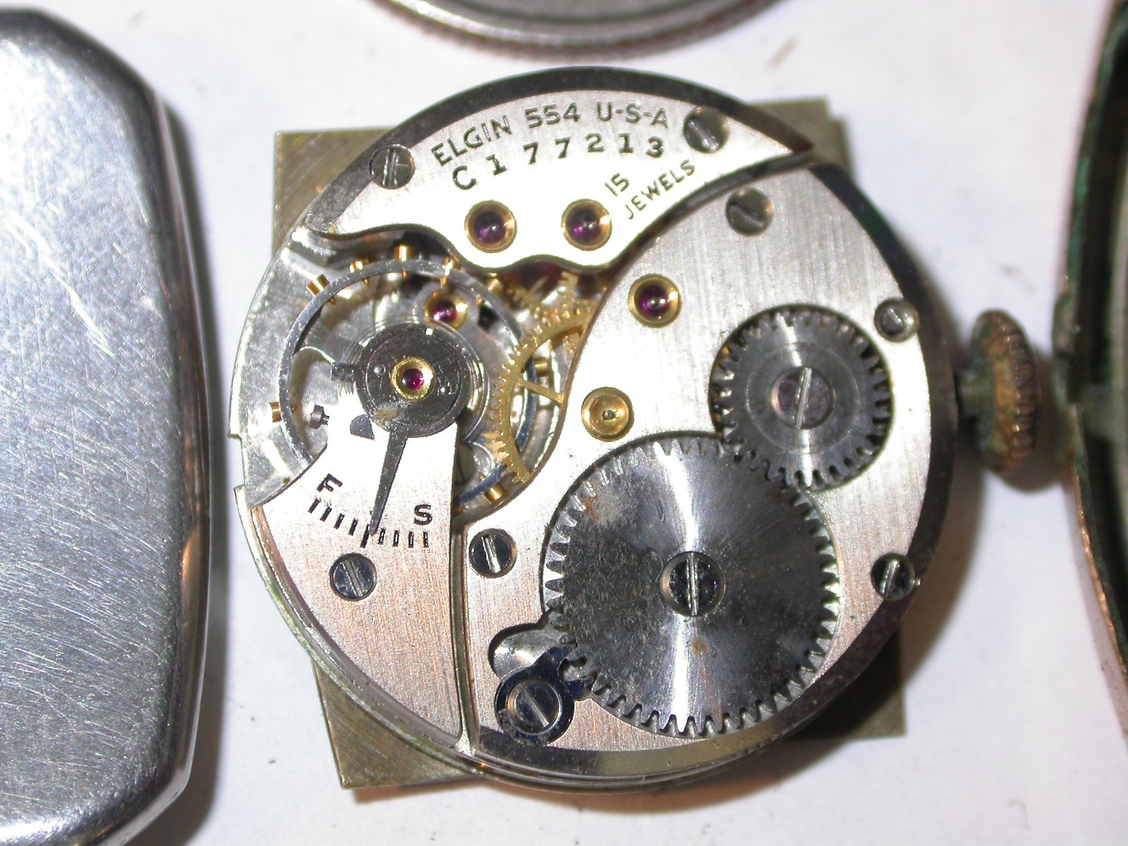 Elgin  gold filled tank wrist watch 15j Parts or Repair