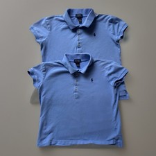 Polo Ralph Lauren Girls 12-14 Blue Short Sleeve TWIN SET Polo LOGO Shirts