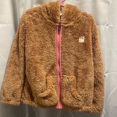 Roxy Girls Sz 6 Soft Fuzzy Zipup Hoodie Jackie Logo Pockets Spring Fall