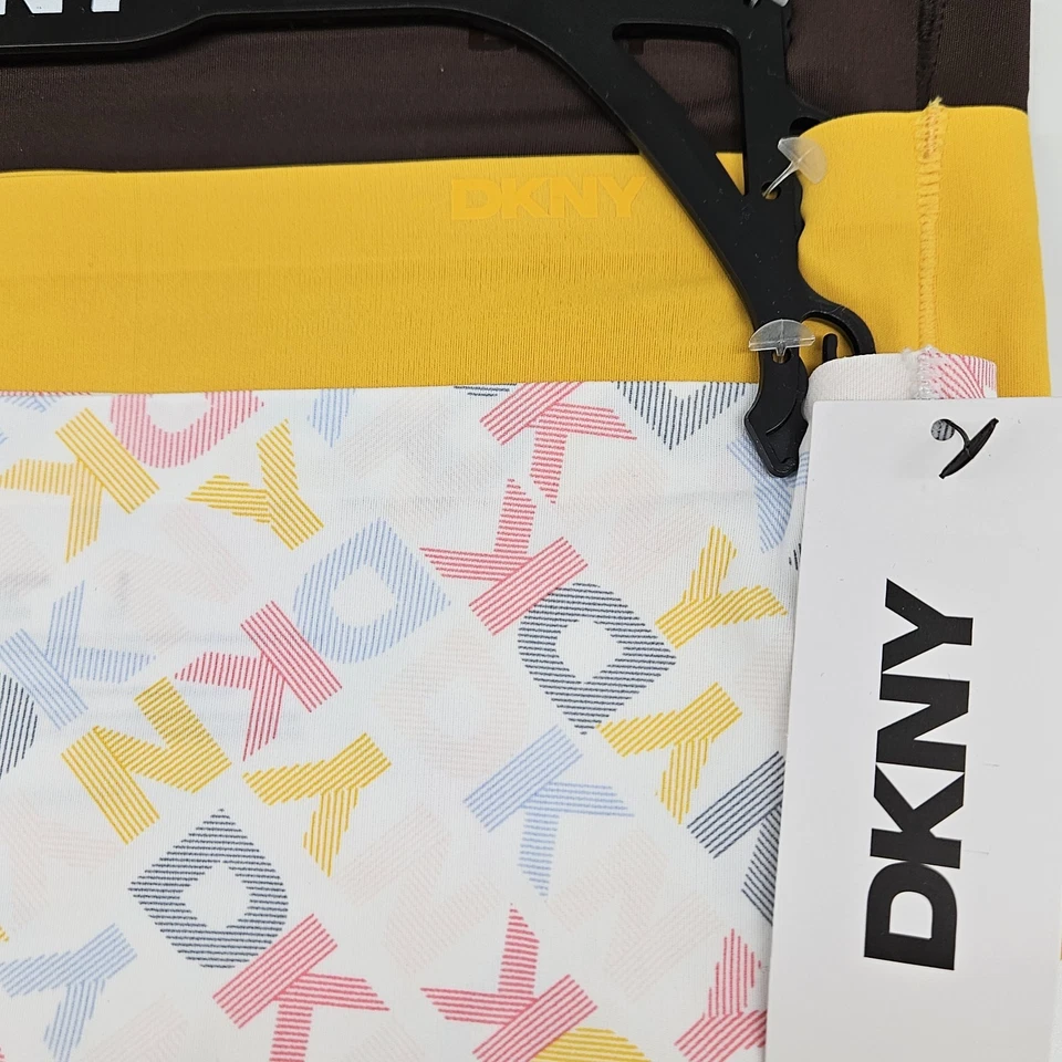Paquete de 3 bragas hipster DKNY para mujer S M L XL con logotipo corte láser marrón amarillo blanco Foto 4 de 4