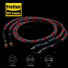 Pair OFC Silver Plated Wire Gold Plated RCA Plug Hi-end Audio Interconnect Cable