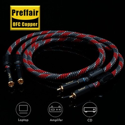 Pair OCC Silver Plated Wire Gold Plated RCA Plug Hi-end Audio Interconnect Cable