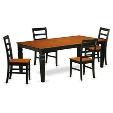 East West Furniture Logan 5-piece Traditional Wood Dining Set in Black/Cherry