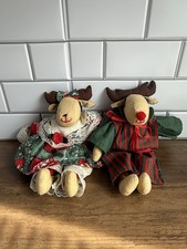 Vintage 1992 Kurt S Adler Reindeer 15" Stuffed Animal Pair Boy  Girl Christmas