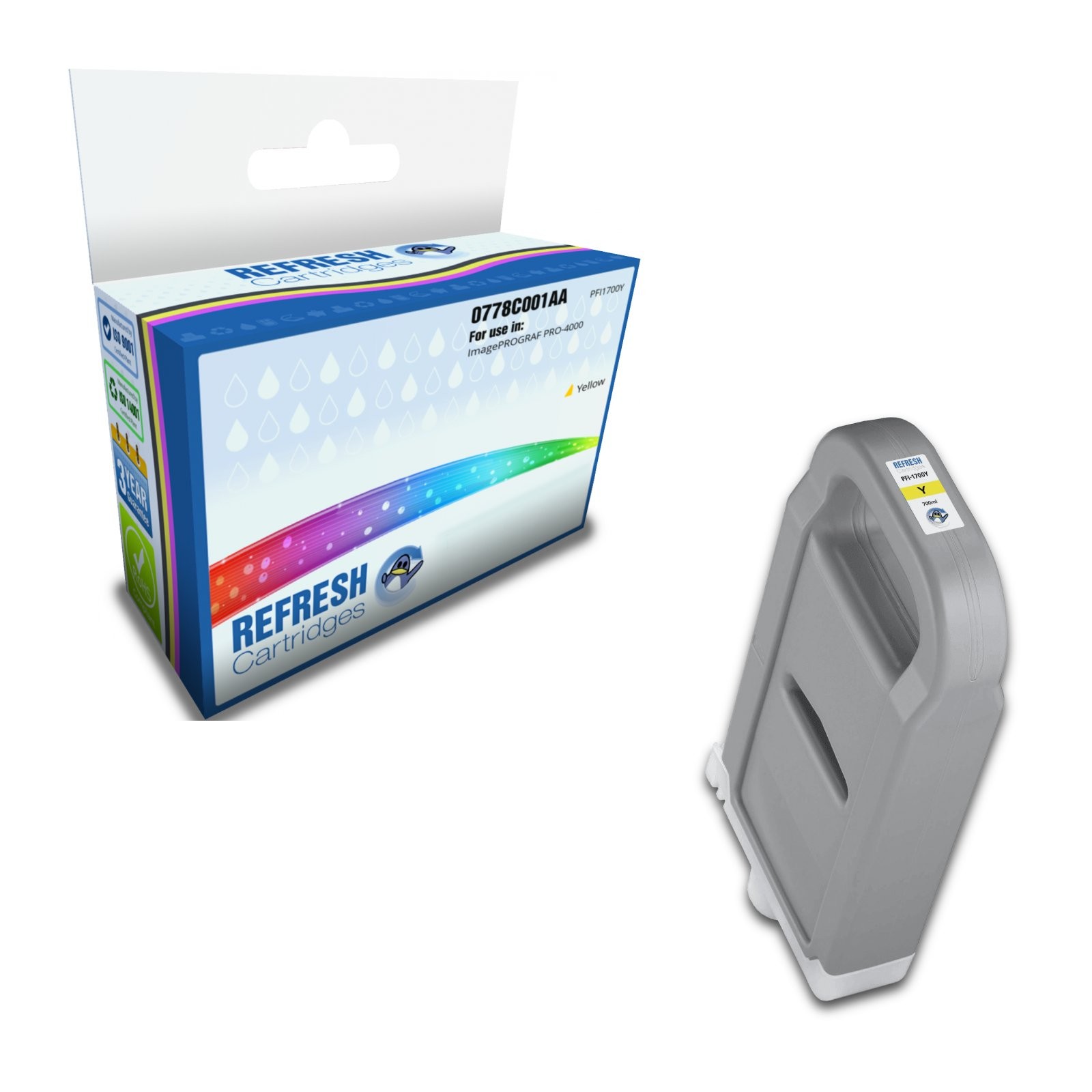 Refresh Cartridges Yellow 0778C001AA Ink Compatible With Canon Printers