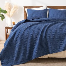 Quilts Queen Size Bedding Sets, Navy Blue Bedspread Soft Lightweight Pre-Wash...
