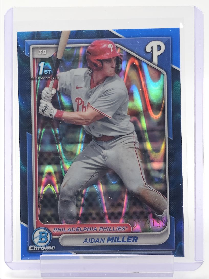 AIDAN MILLER 2024 BOWMAN CHROME 1ST BLUE RAYWAVE PHILLIES /150 Q4586