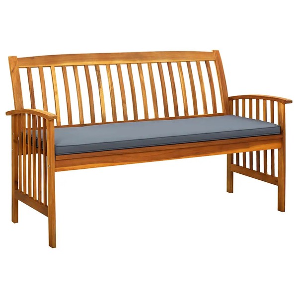 Gartenbank Mit Kissen 147 Cm Massivholz Akazie-image