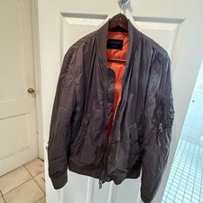 ALLSAINTS Bomber Jacket Medium Grey Orange Lining