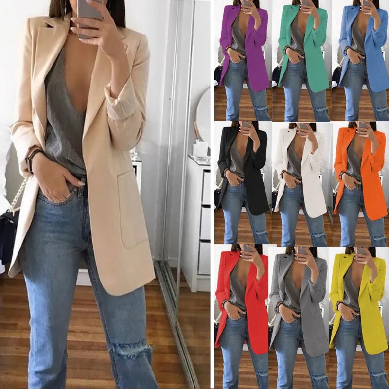 Blazer Women's Jacket Suit Coat Relaxed Oversized Women Cardigan Long *20% OFF*-image