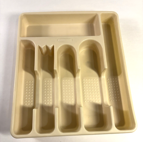 Vintage Rubbermaid Utensil Silverware Organizer Tray #2925 Almond Plastic 1990’s - Picture 1 of 9
