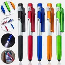 3 Pcs 4-in-1 Stylus Pen + Phone/Tablet Stand + LED Flashlight + Ballpoint Pen