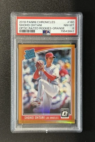 Shohei Ohtani 2018 Panini Optic Rated Rookie #180 Orange Pitching  /199 RC PSA 8