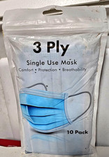 WT MASKS 10 PACK 3 Ply Disposable Face Mask MADE IN USA