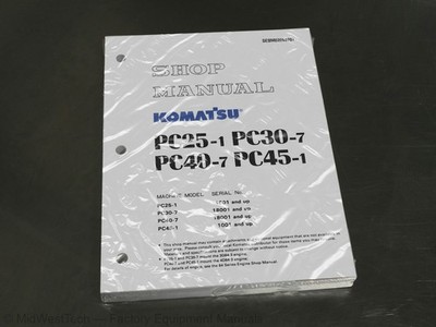 Komatsu PC25-1, PC30-,7 PC40-7, PC45-1 Mini Excavator Service Manual Repair Book