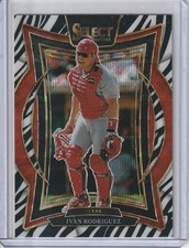 2025 Panini Select Baseball Concourse Zebra Prizm Ivan Rodriguez