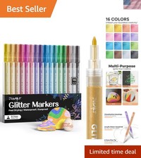 16 Colors Glitter Markers, Glitter Paint Pens Sparkly and Shiny for DIY Card ...