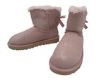UGG Women’s Mini Bailey Bow II Pink Shimmer Size 6 Suede Sheepskin