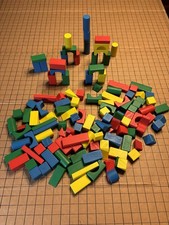 Wooden Building Blocks Lot 4 lb 7 oz Colorful Montessori Waldorf Shapes