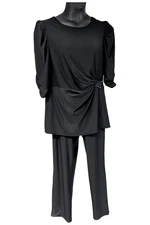 Antthony 2-piece Puff Sleeve Blouse and Pant Set Black