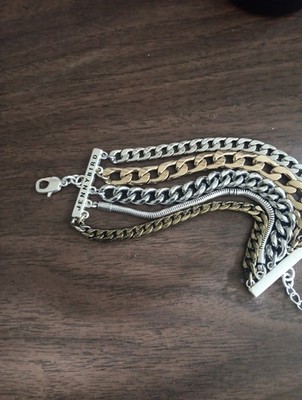 Jenny Bird ''Austin Cuff'' Multilayered Chain Bracelet Silver Gold Rhodium Plated