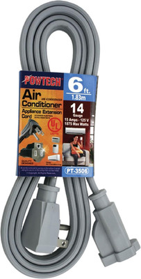 Heavy Duty 6 FT Air Conditioner and Major Appliance Extension Cord UL Listed 14