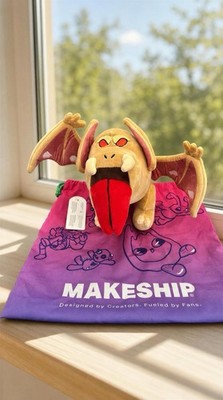 Makeship Blood Bat Plush Toy - Tan & Red Bat Character, Animation Theme