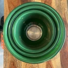 Vintage Set of 3 Pyrex Hunter Green w Clear Bottom Mixing Bowls 325 323 322