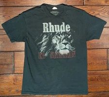 Rhude x Ed Sheeran Men's Lion Black Cotton T-Shirt Size Large