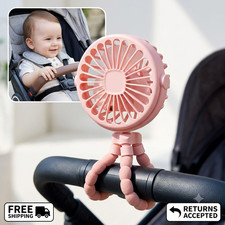 Portable Baby Stroller Fan USB Rechargeable Clip On Mini DeskFan Flexible Tripod
